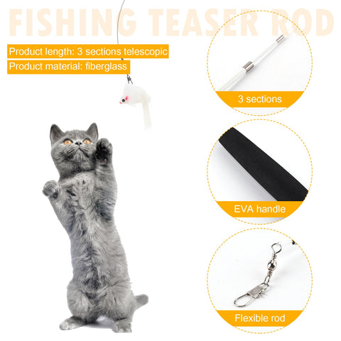 Cat Fishing Stick Rod Toys - The Savvy Pets