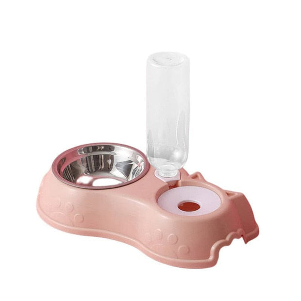 Dog Cat Automatic Feeder Bowl With Water Bottle - The Savvy Pets