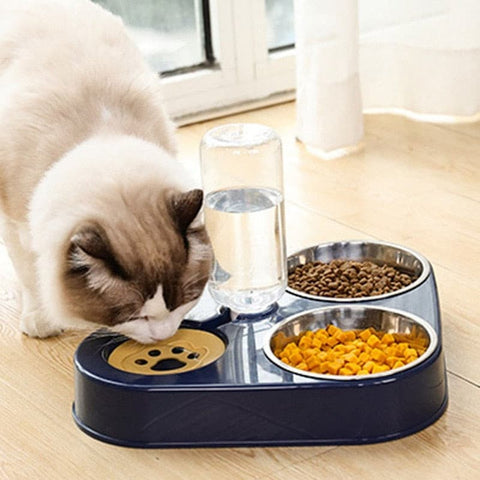 Dog Cat Automatic Feeder Bowl With Water Bottle - The Savvy Pets