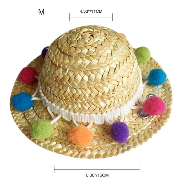 Pet Woven Straw Hat for Cat - The Savvy Pets