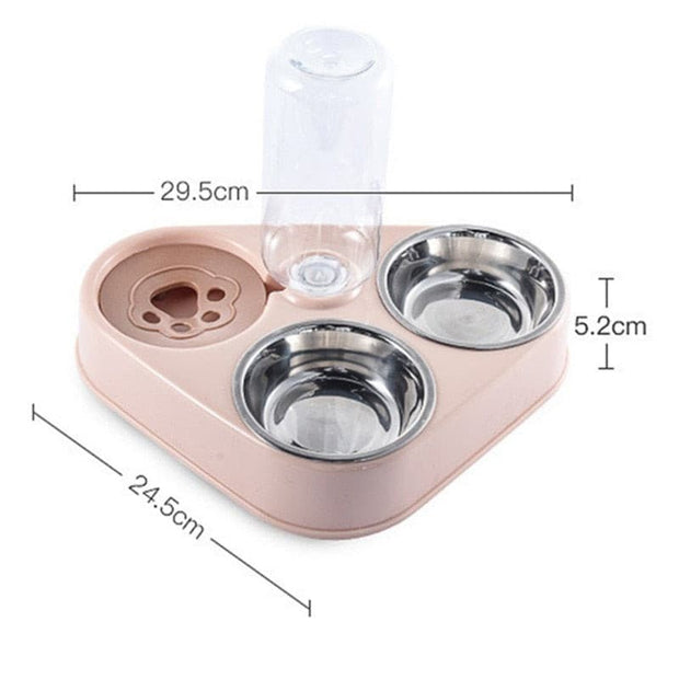 Dog Cat Automatic Feeder Bowl With Water Bottle - The Savvy Pets