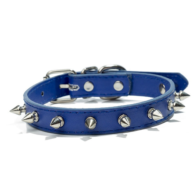 1pc Cool Cat Dog Leather Spiked Collar - The Savvy Pets