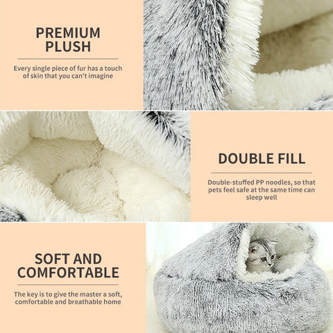 Winter Long Plush Pet Cat Bed - The Savvy Pets