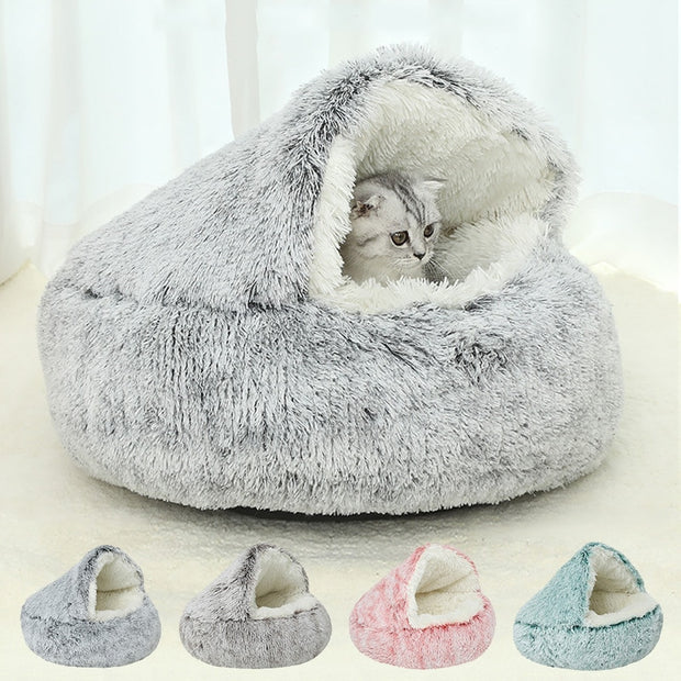 Winter Long Plush Pet Cat Bed - The Savvy Pets