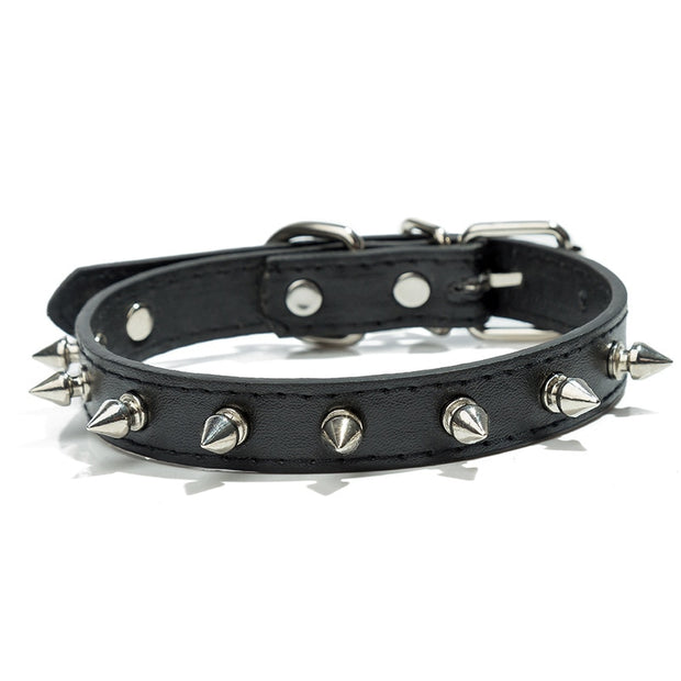 1pc Cool Cat Dog Leather Spiked Collar - The Savvy Pets